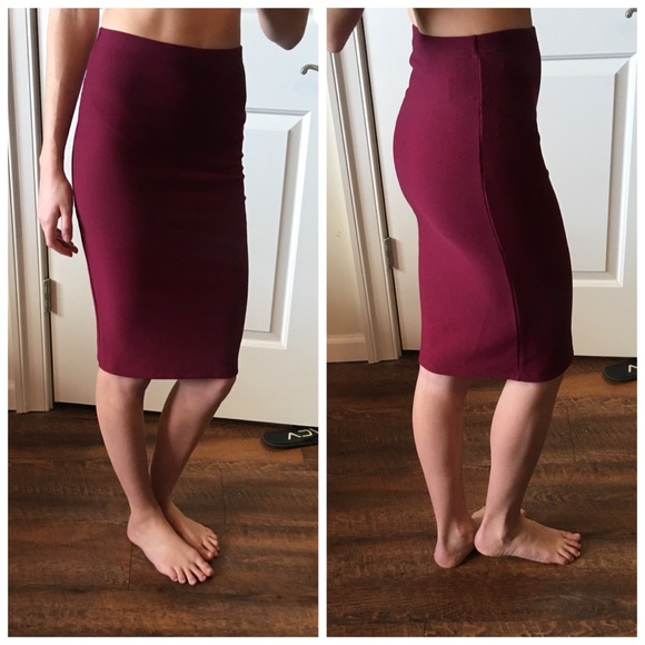maroon bodycon skirt
